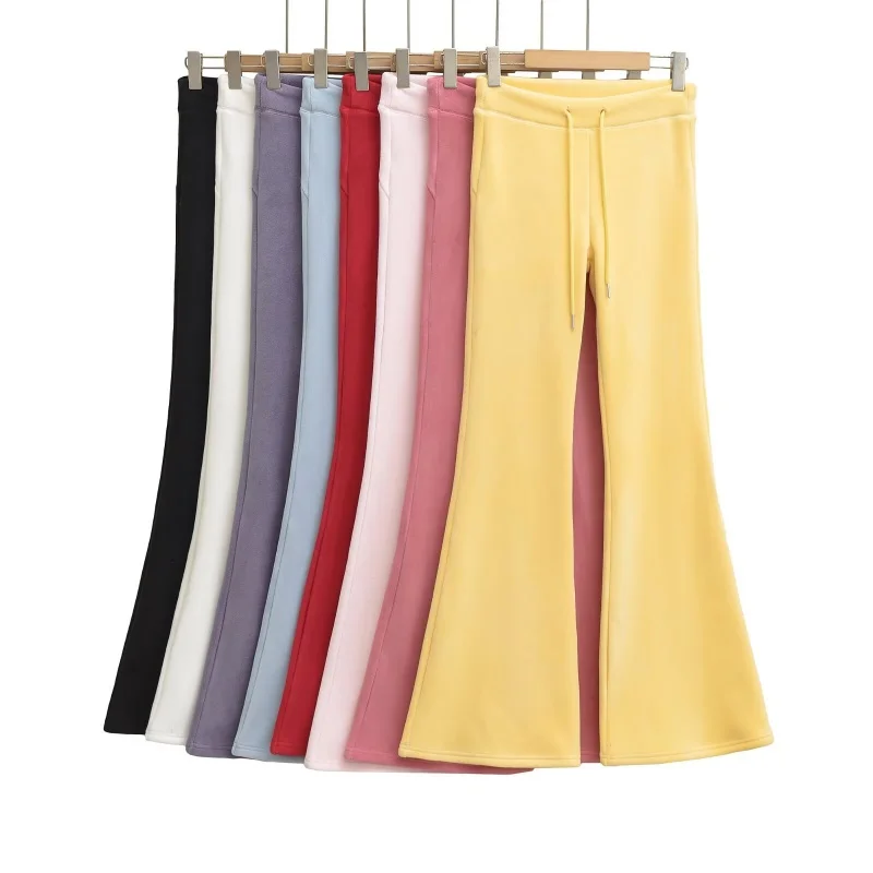 กางเกงขายาวทรงไมโครเฟลร์เอวสูงสำหรับผู้หญิง ทรงหลวม ผ้าพลิ้ว สไตล์ลำลอง ใส่สบาย ใช้งานได้หลากหลาย เหมาะสำหรับใส่ไปทำงาน ช่วยให้ดูผอมลง หลายสี...