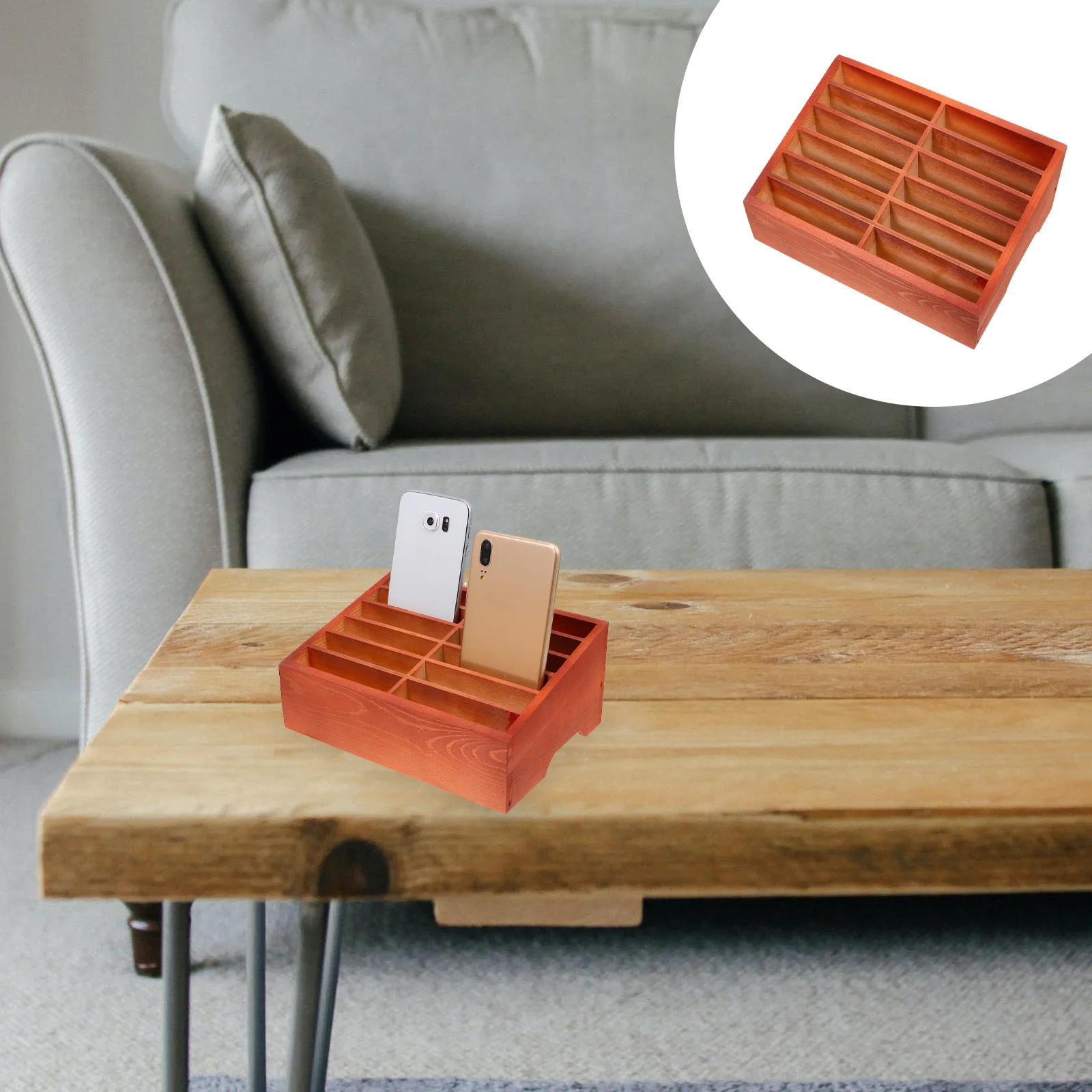 

Wooden Storage Box Multi-Grid Desktop Organizer For Office Classroom Mobile Holder Desktop Wood Cell Holder Display Rack