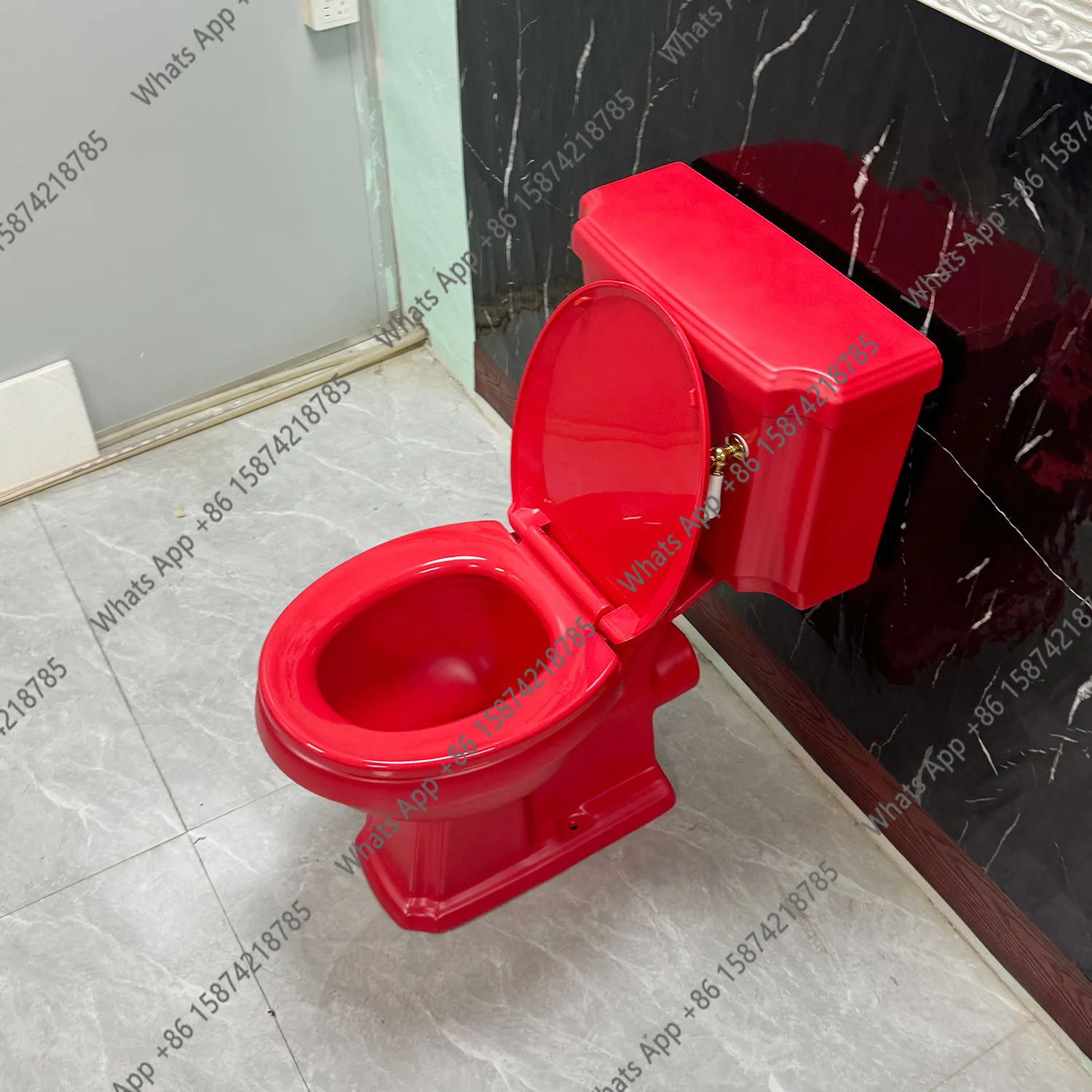 

European retro wall row rear row side row toilet red household bathroom creative French style toilet
