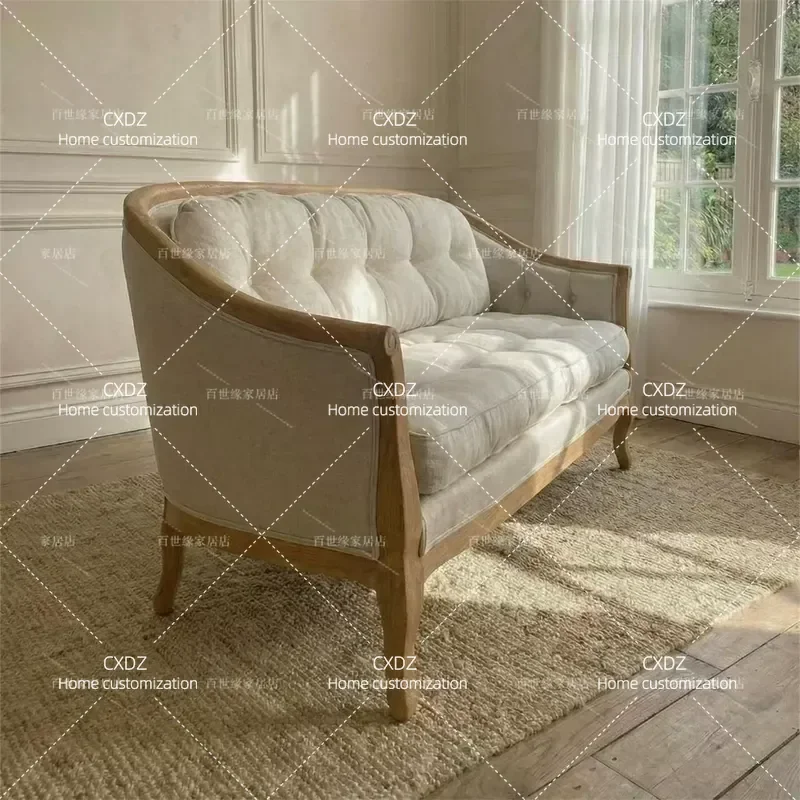 Country Style Living Room Sofa Double Triple Seater Simple Villa Model Room Furniture
