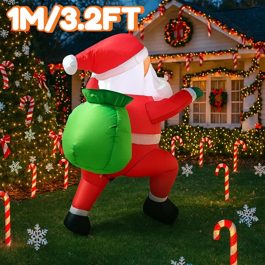 1M/3.2FT Inflatable Santa Claus Climbing Wall Lights LED Home Holiday Lighting Decoration Yard Xmas Decor Supplies Outdoor Decor