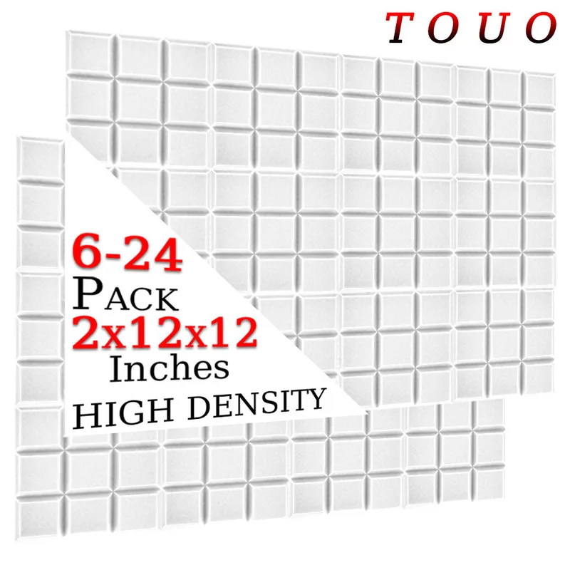 

TOUO Acoustic Foam 6/12/24 Pcs Beveled Edge 9 Block Tiles Soundproof Panels High-Density Acoustic Material Furniture Decoration