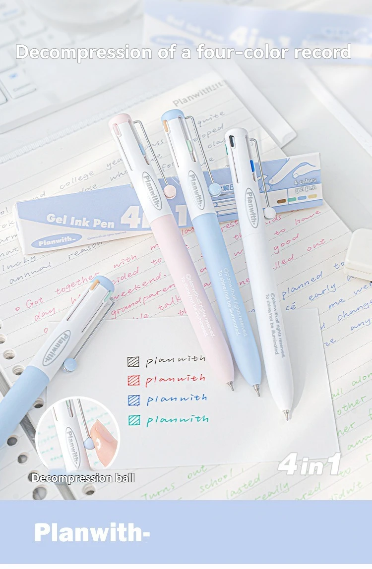 1 x Gelstift, mehrfarbiger Stift mit hohem ästhetischem Wert und mehreren Farben in einem, neutralem Stift, spezieller Markierungsstift für Notizen – Detail 1