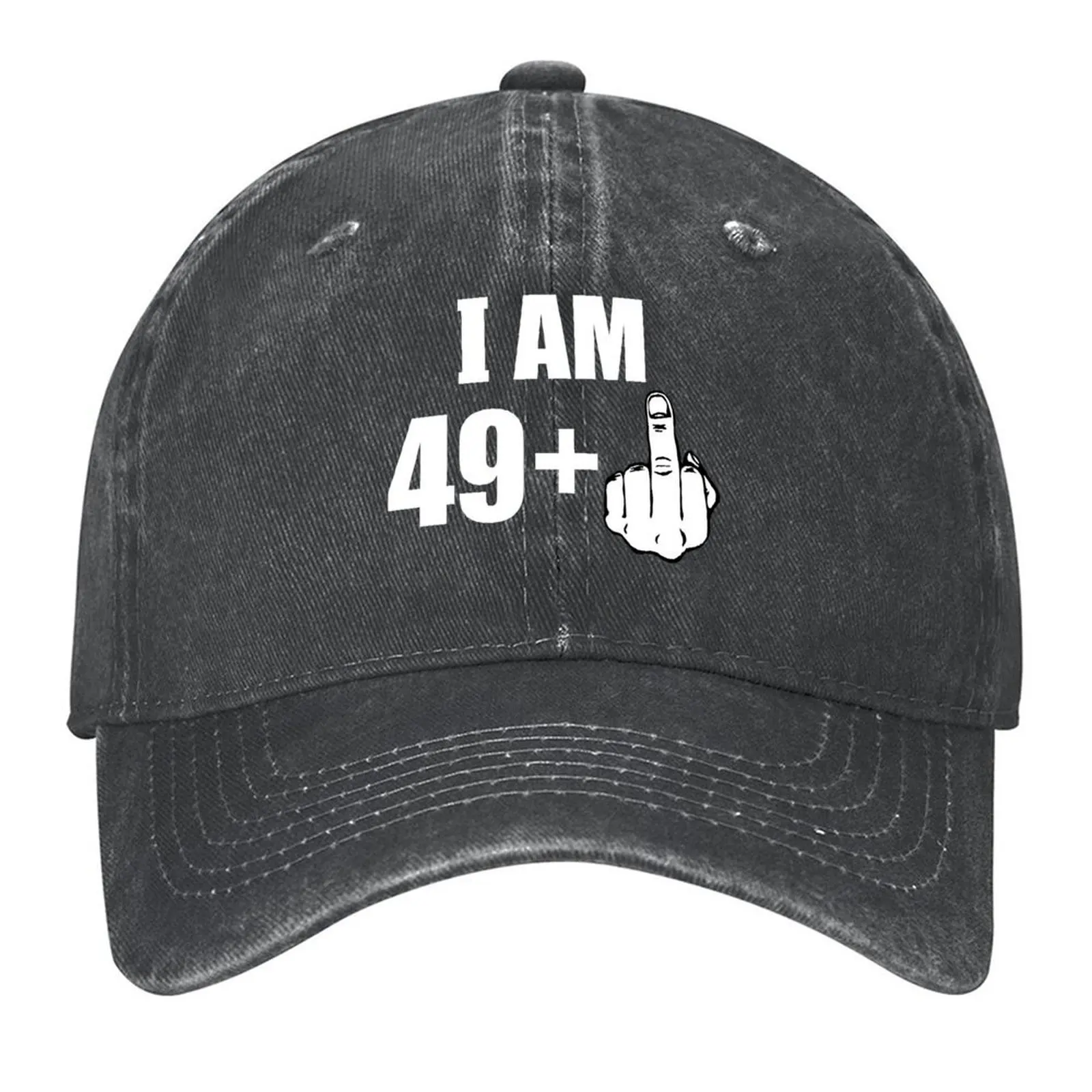 

Happy 50th Birthday I Am 49 plus 1 + Middle Finger Baseball Cap Trucker Cap Wild Ball Hat New In Hat Women's Hats Men's