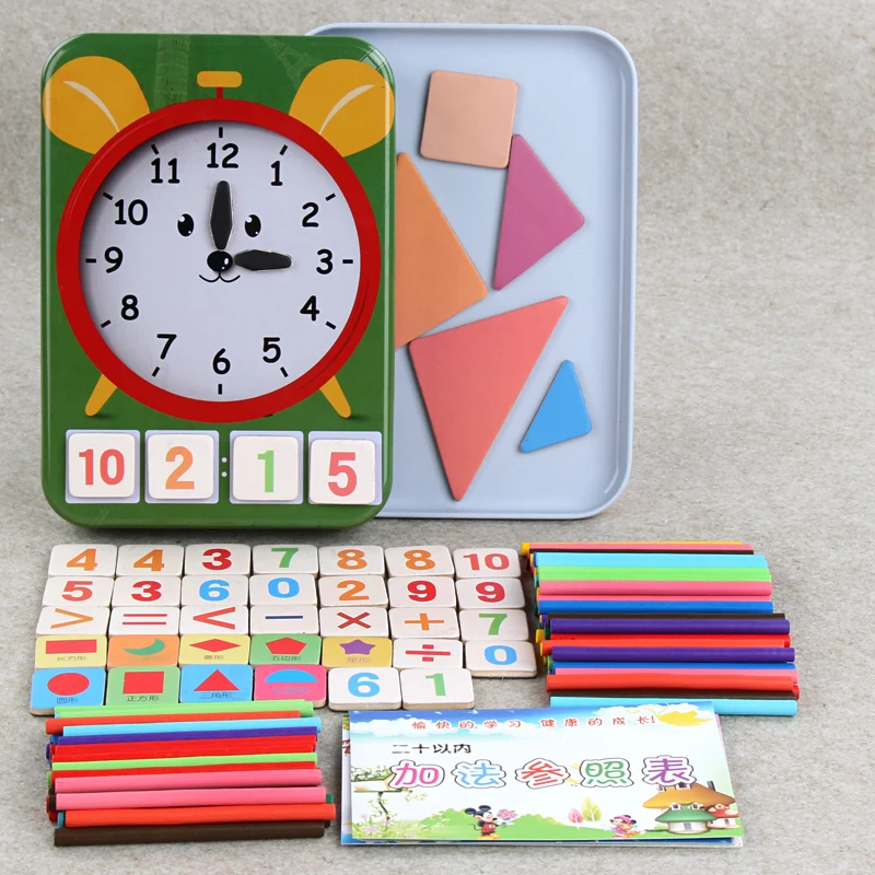 Boîte de rangement en fer coloré en bois pour enfants, bâton de rangement, puzzle d'éducation précoce, jouets en bois pour améliorer la pensée logique