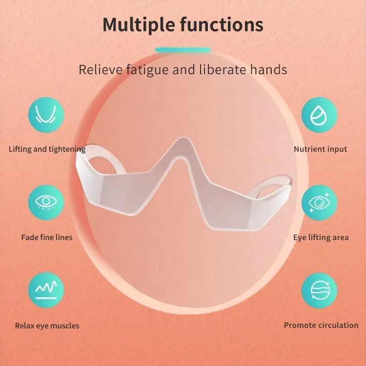 Ev kullanımı güzellik ekipmanları 3D göz titreşim Microcurrent LED kırmızı ışık tedavisi kırışıklık koyu daire kaldırma için EMS göz masajı