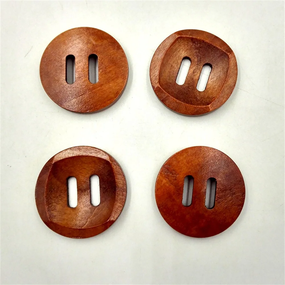 10PCS 30MM Vintage Decorative Wooden Buttons Beautiful Coffee Brown Wooden 4 Holes Round Wood Sewing Buttons DIY Crafts Gift