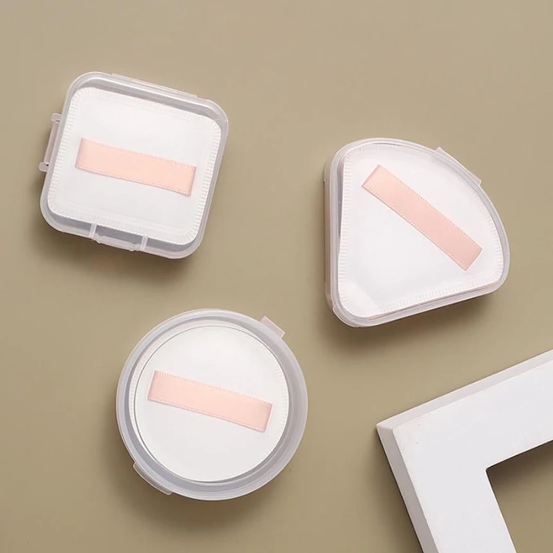 Custodia in plastica da 10 pezzi per soffio in spugna trasparente, borse per cosmetici da viaggio portatili, custodia per cosmetici