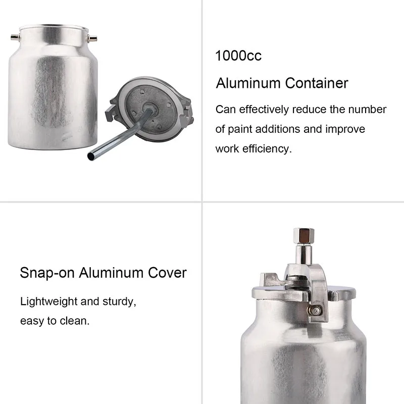 Imagem -05 - Pintura Profissional Arma Spary com Ponta do Bocal do Copo Alta Pressão Sifão de Alimentação Spray Automotive Household 20 Milímetros 1000cc