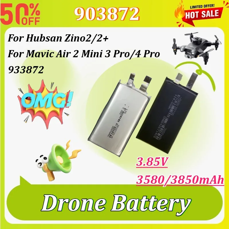 

903872 3.85V 3580/3850mAh 10C Drone Battery for Hubsan Zino2/2+ for Mavic Air 2 Mini 3 Pro/4 Pro 933872 Drone Built-in Battery