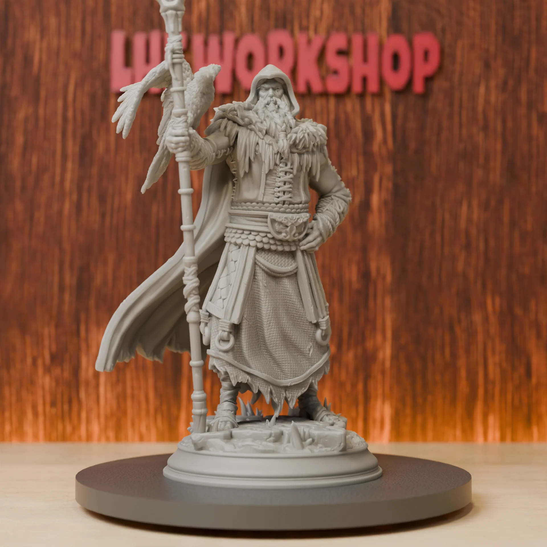 One-Eyed Wandering Wizard Miniatures | 28mm-75mm | Resin 3D Printed DND Pathfinder Mini | Unpainted Grey