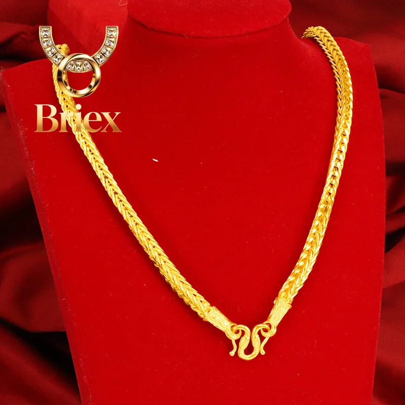 

Briex Jewelry Luxury 24K 9999 Pure Gold real gold Men's Square Keel Necklace
