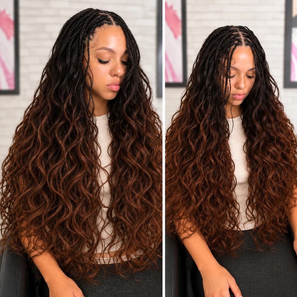 Miracle Knots T1B/30 TB30 Ombre Highlight 12A Human Hair Body Wave Feather Crochet Hair Invisible Knotless Pre Separated Boho Braiding Hair Soft Bouncy Natural Looking Easy Install