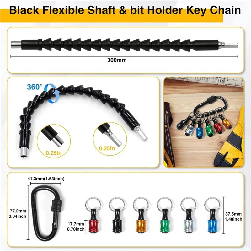 AAAF Flexible Drill Bit Extension Kit- 38Pcs 105° Right Angle Drill, Hex Socket Adapter& Bit Holder Screwdriver Bits