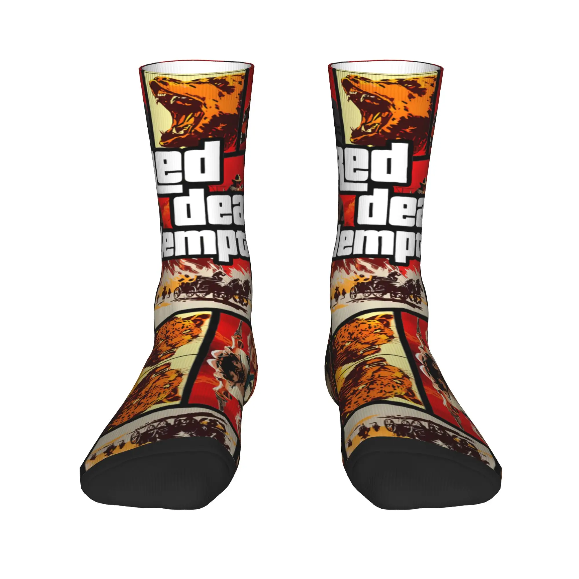 

Крутые мужские уличные красные носки Dead Redemptions 2, унисекс, теплые дышащие носки с 3D принтом
