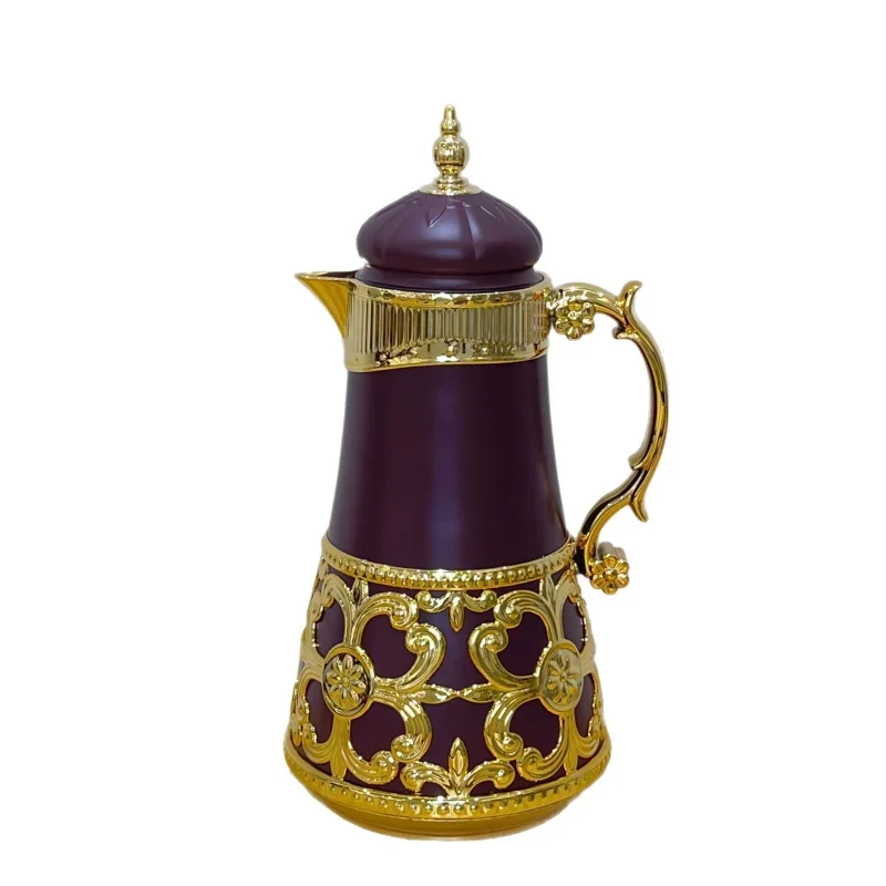 

European court style household kettle glass liner fashionable coffee pot golden iron shell thermal insulation