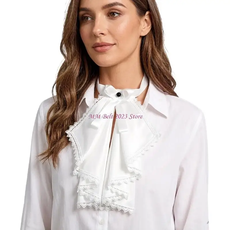 49ME Delicate Lace Trimmed Detachable Shirt Collar Victorian Trend Design