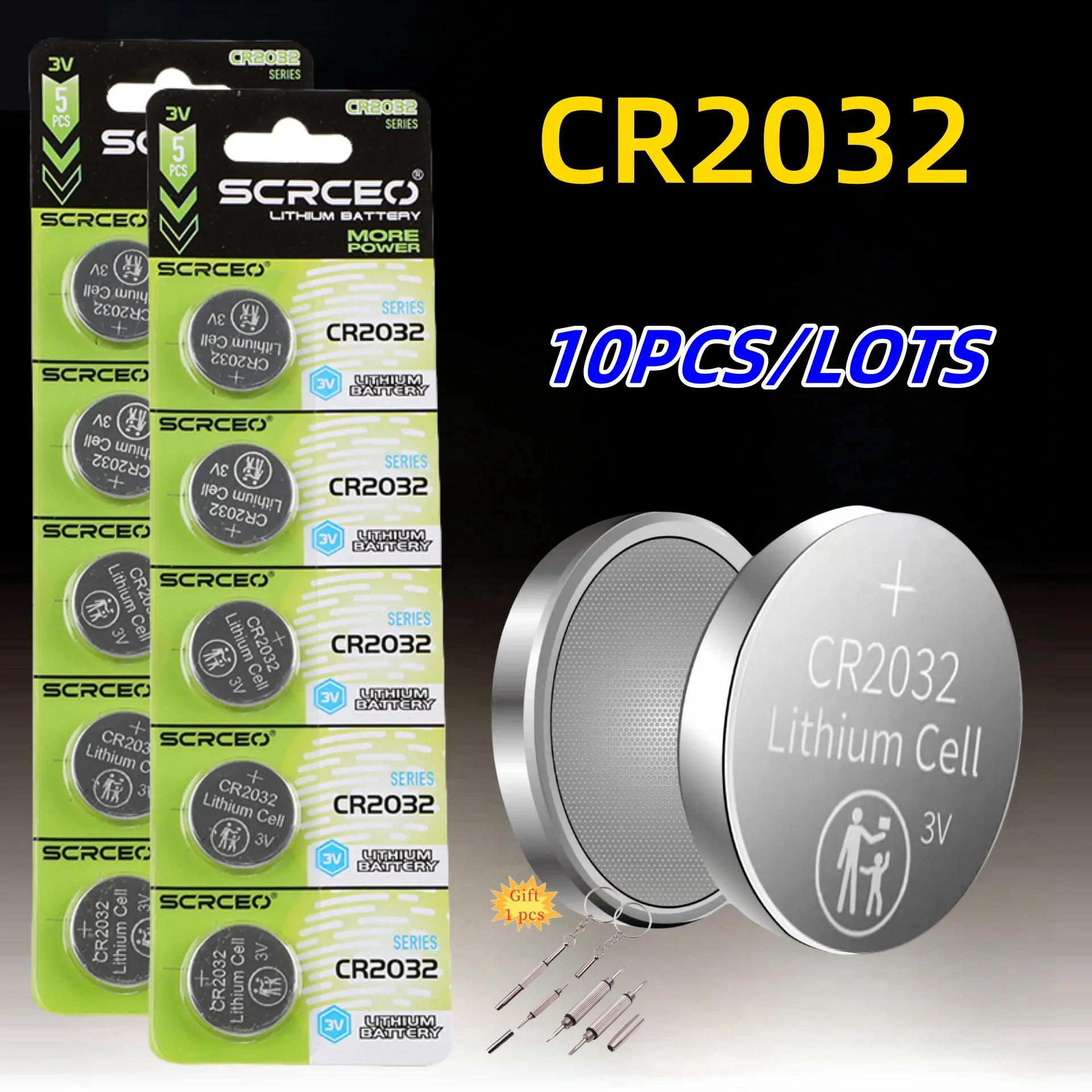 NewHigh-Capacity 10PCS CR2032 Lithium Button CR 2032 Battery Compatible with AirTag Key FOBs calculators Coin counters Watches