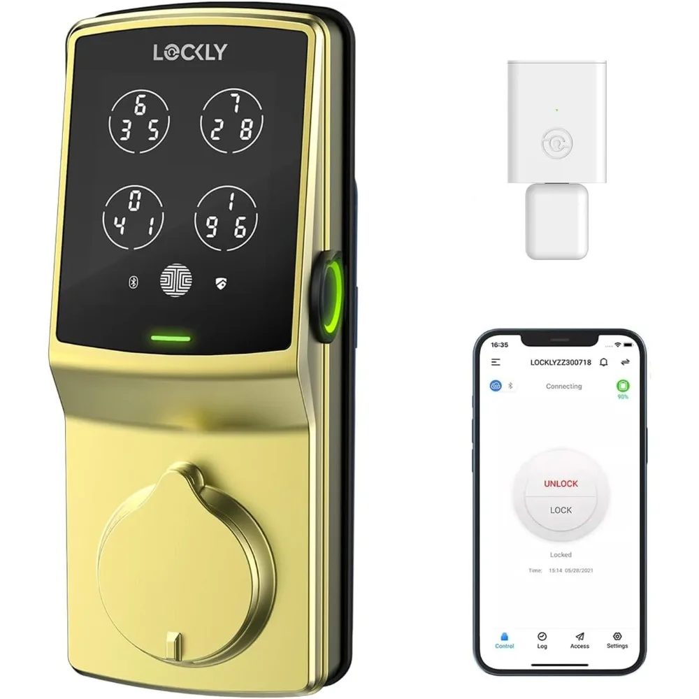 

secure pro wi-fi smart door lock, keyless entry with pin genie® digital keypad, 3d biometric fingerprint sensor front door lock