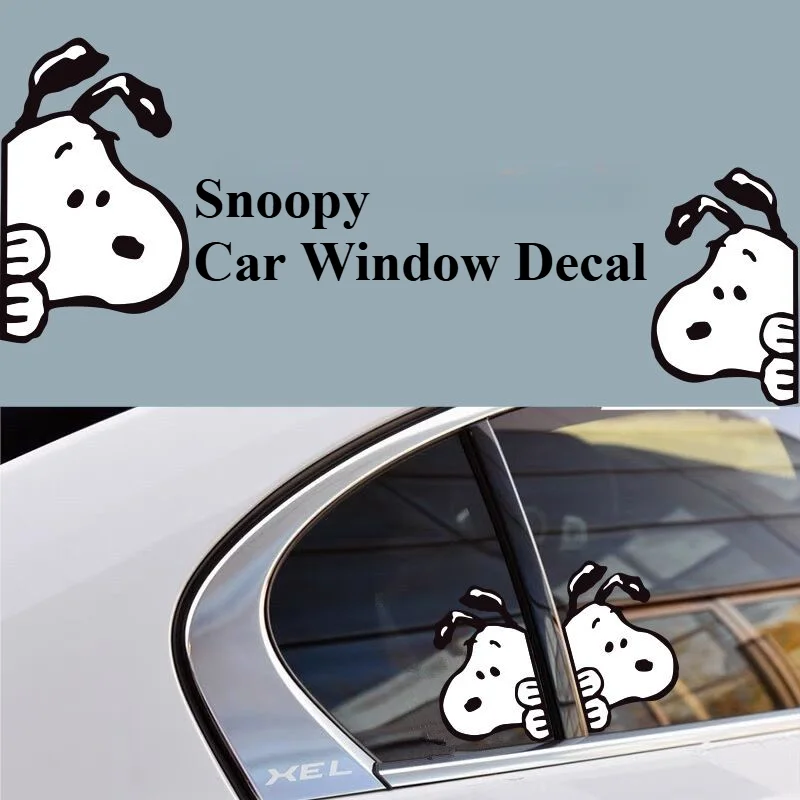 Calcomanía de ventana de coche Snoopy, pegatina de vinilo impermeable, pegatina de parachoques para coche, camión, SUV, ventana, accesorios