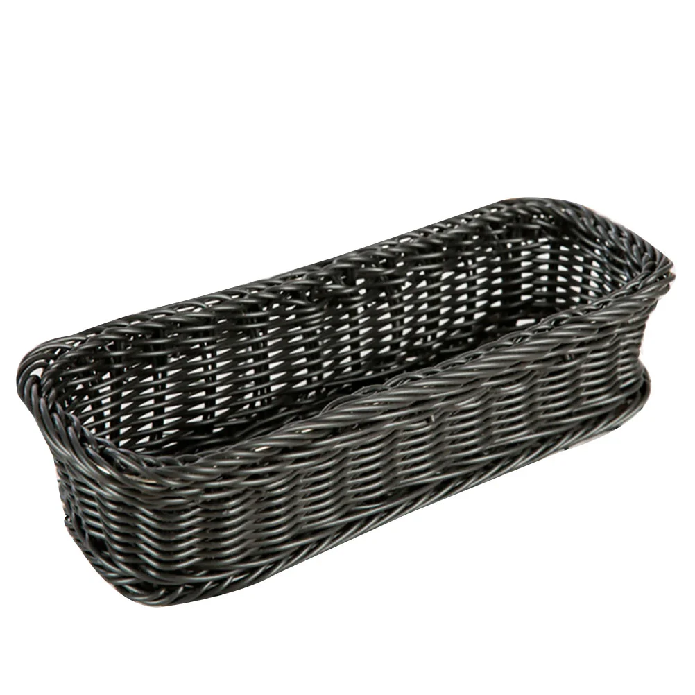 

Woven Basket Child Baskets Wicker Bread Wooden for Storage Rectangular Imitation Rattan