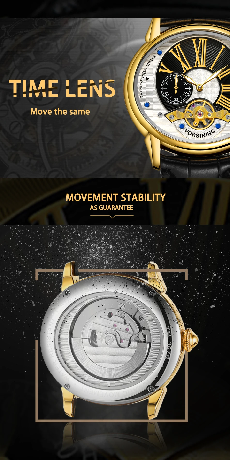 Forsining Top Brand Luxury Oval Tourbillion Fashion Wave Black Golden Clock Roman Scale Men Automatic Mechanical Watches Leather