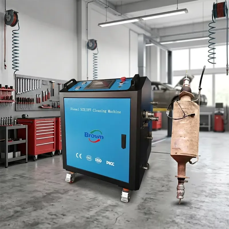 High Quality Brown Diesel SCR/DPF Cleaning Machine Model BR-SCR-B02 with Pressure Washer 380V 120L Water Tank