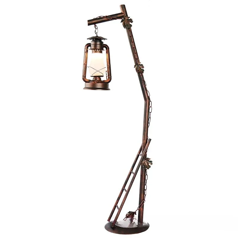 

American country dining room living room bedroom cafe lamp wrought iron horse wind creative retro floor lamp