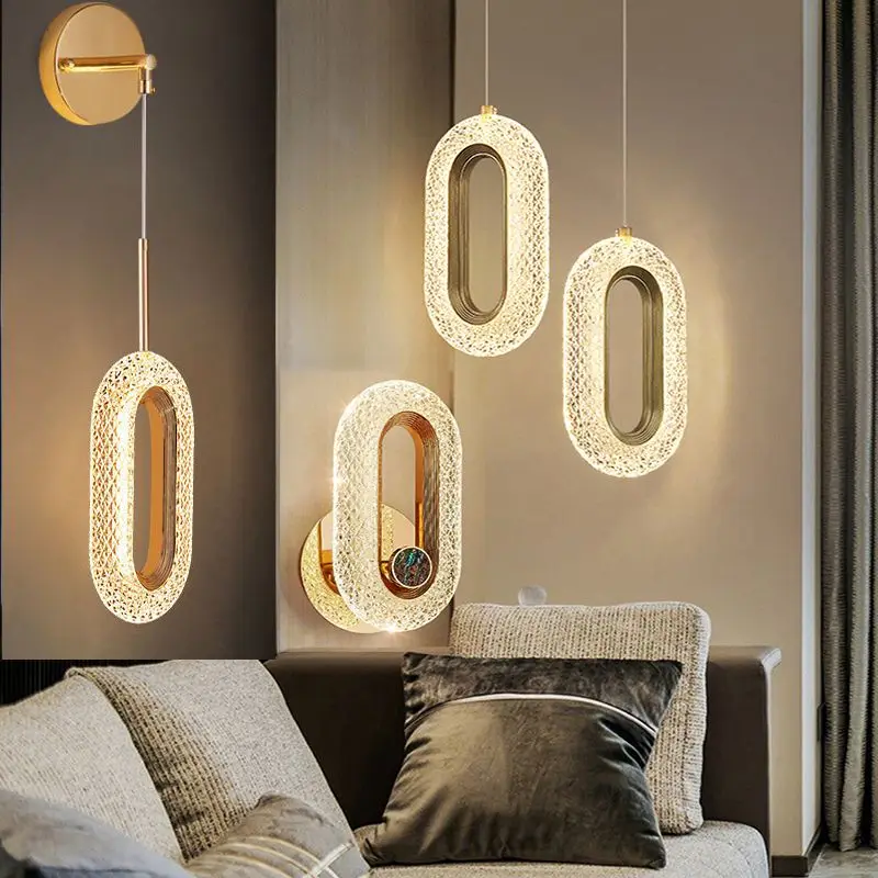 

Modern LED Pendant Lights Wall Table Lamps Living Room Bedroom Alloy Chandeliers Gold Hanging Fixture Home Decor Indoor Lighting