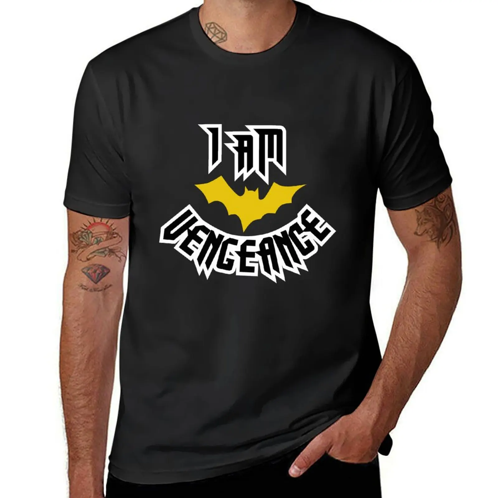 I am vengeance! yellow - black - white - dark background version T-Shirt boys whites mens champion t shirts