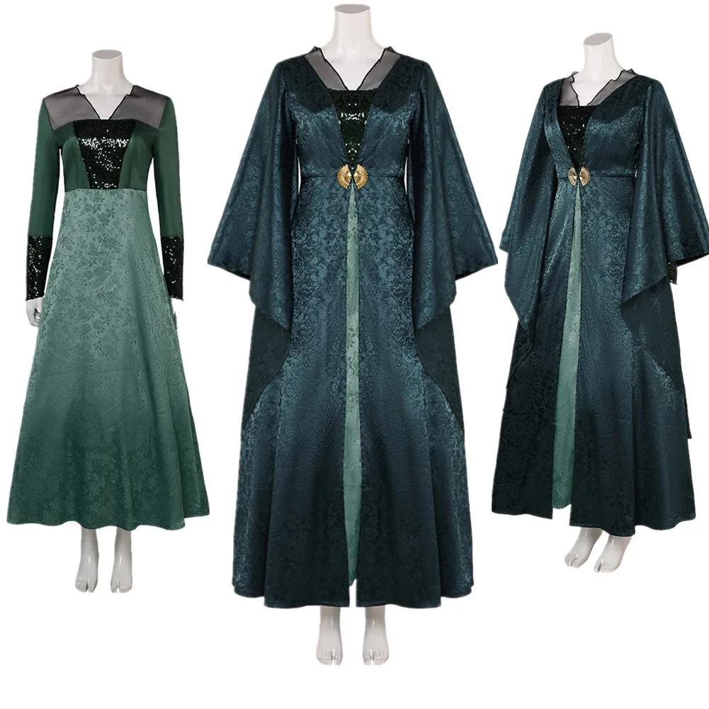 

Helaena Cosplay Costume Dragon Princess Role Play Dark Green Women Dress Cloak Adult TV Disguise Outfits Halloween Carnival Suit