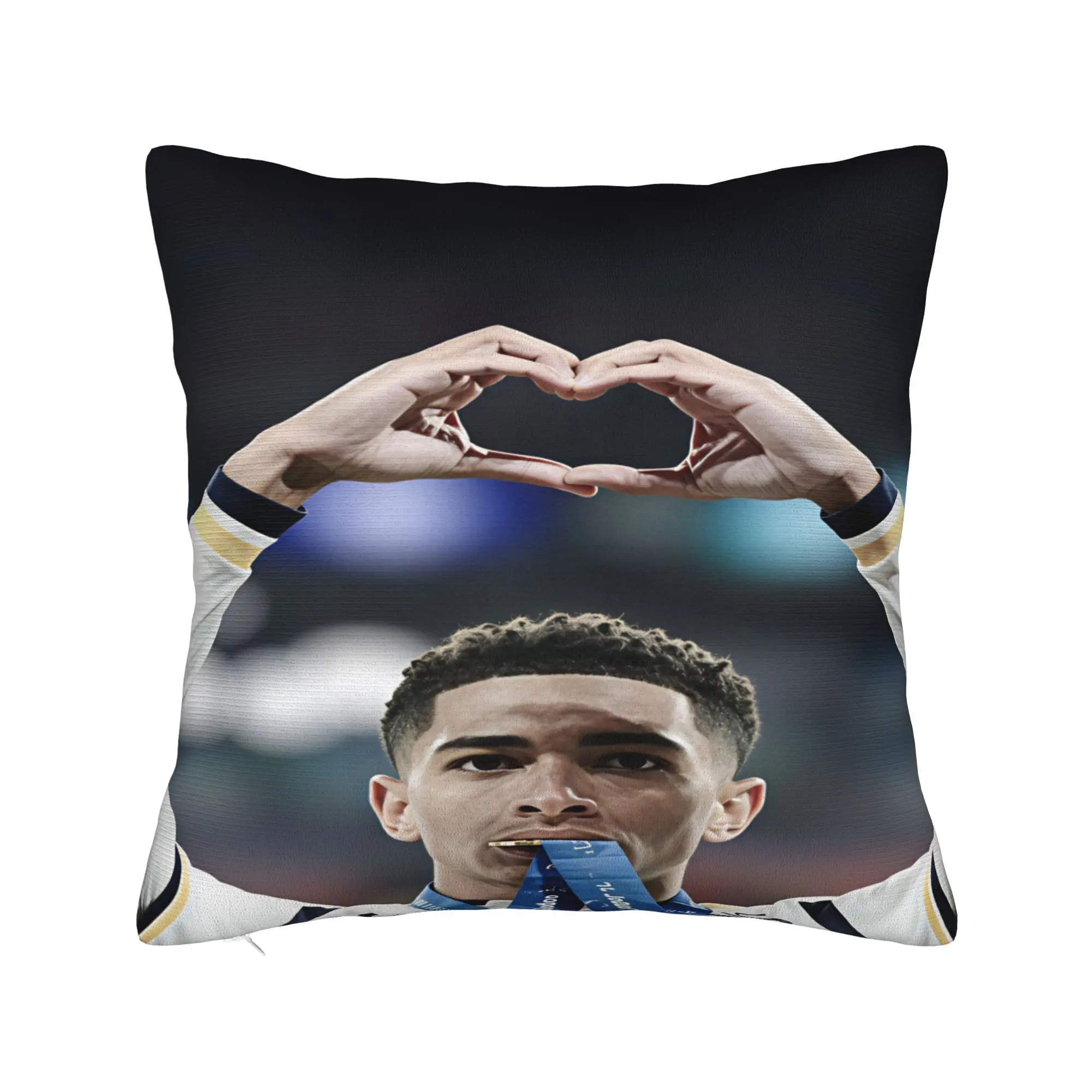 Jude Bellingham Heart Hand Gesture Champion Medal Football Pillowcases Pillow Case For Wedding Home Decor Soft Pillow Cover