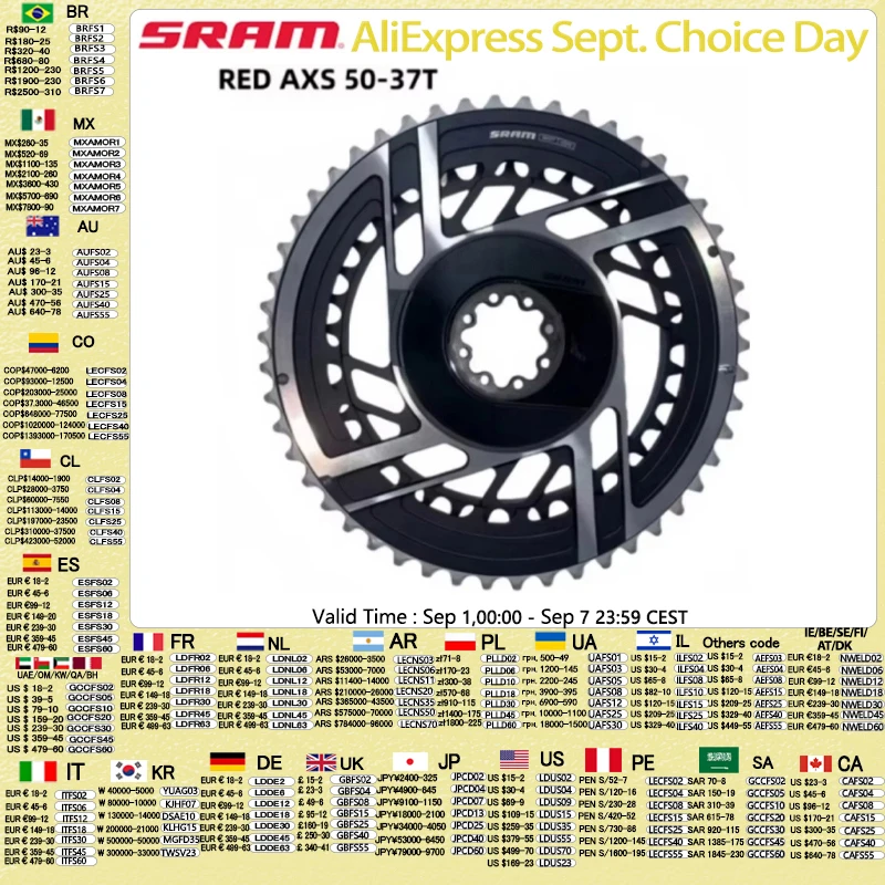 SRAM RED AXS 50-37T Chainring 8Bolt Direct Mount 2x12Speed 8 Holes