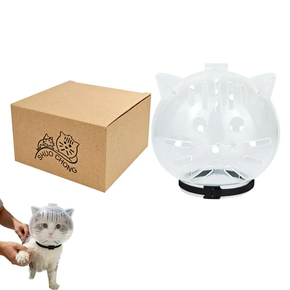 Transparenter Katzen-Schutzhaube, Anti-Biss, atmungsaktiv, Katzen-Pflegehelm, Maulkorb für Nageltrimmen, Baden und Pflege – Detail 18
