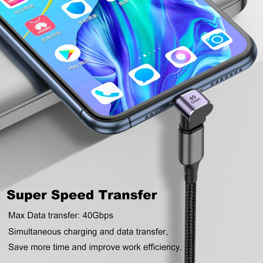 Адаптер USB C, 40 Гбит/с, 90 градусов, USB Type-C