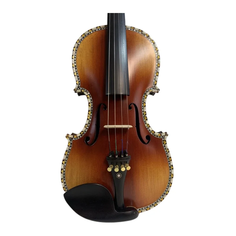 Strad style SONG master bird\'s eye wood 4/4 violin,inlay shell and carving rib #14986