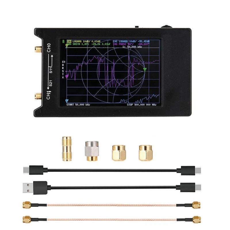 Nanovna-H4 Vector Network Analyzer MF HF VHF UHF Antenna Analyzer 4 Inch Display Network Spectrum Analyzer Black