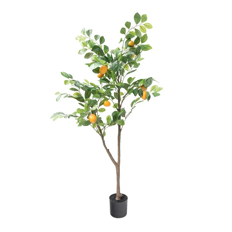 INS Nordic large simulation plant decoration, floor to floor fake green plant, potted plant decoration, lemon tree, living room,