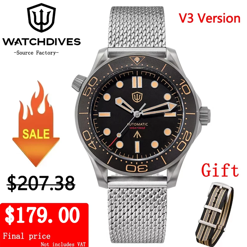 

Watchdives WD007 V4 NTTD 42mm Dive Watch PT5000 Automatic Movement Sapphire Super Luminous 200m Waterproof Dress Men Watches