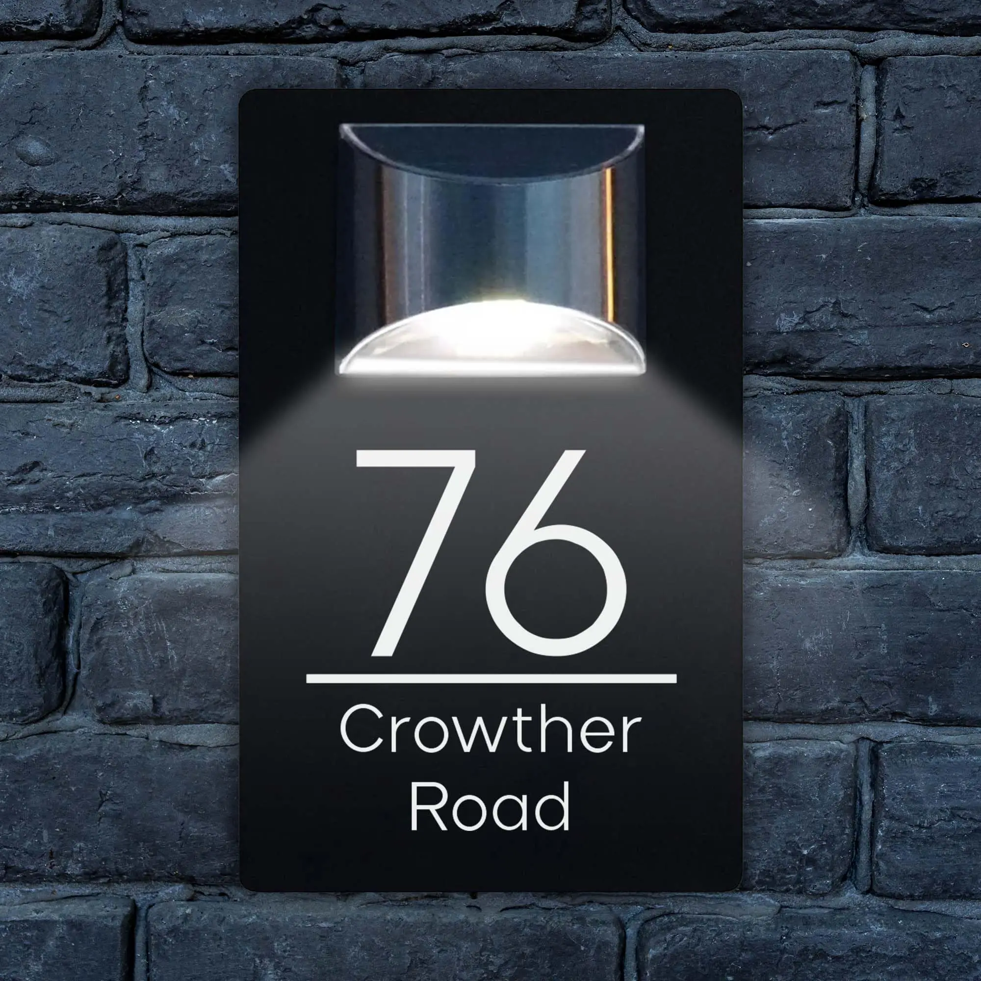 Outdoor House Number Sign Customizable Acrylic Address Plaque with Solar Light LED Illumination Wall-Mounted Glow-in-the-Dark Do