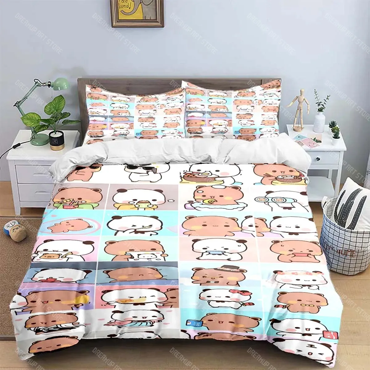 Girl Boys Gift Exquisite Cartoon B-bubu Wallpaper Anime Digital Printing Bedding Set Duvet Cover Comforter Bed Youth Kids