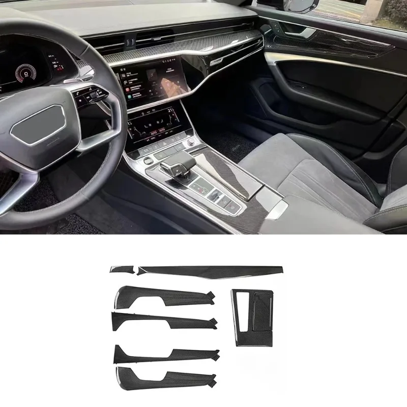 Real Carbon Fiber Interior for A6 A7 C8 2019-2025 Car Interior Modification Upgrade RS6 RS7 Same Style 8-Piece Set
