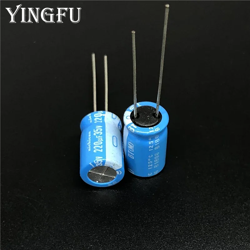 5 uds/50 Uds 220uF 35V NICHICON BT serie 10x16mm confiabilidad altamente confiable 35V220uF condensador electrolítico de aluminio