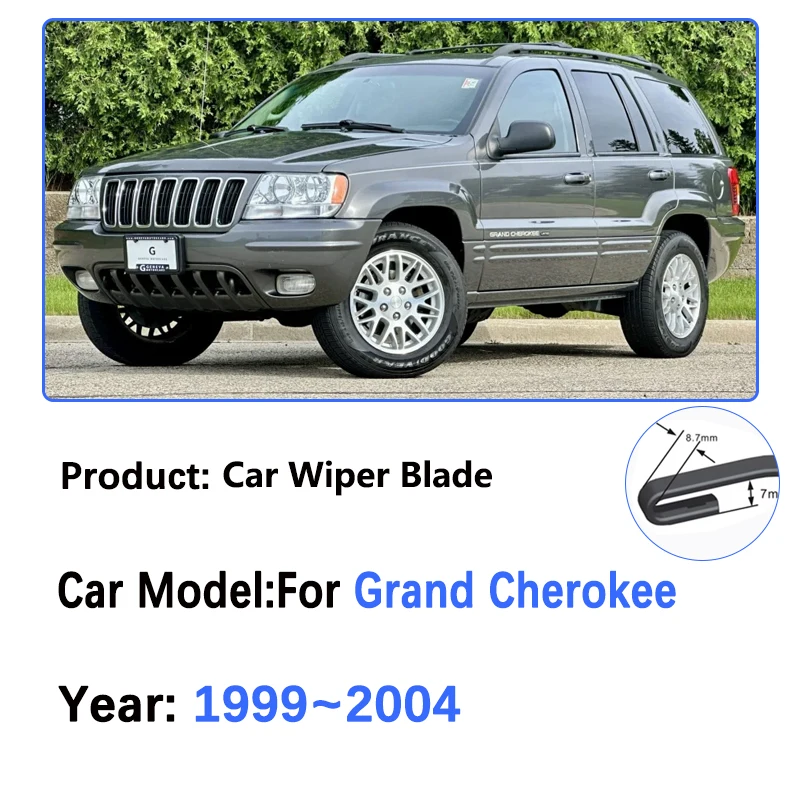For Jeep Grand Cherokee 1999~2004 WJ WG MK2 Double Rubber Front Wiper Blades Window Windshield Brushes Car Accessories 2003 2002