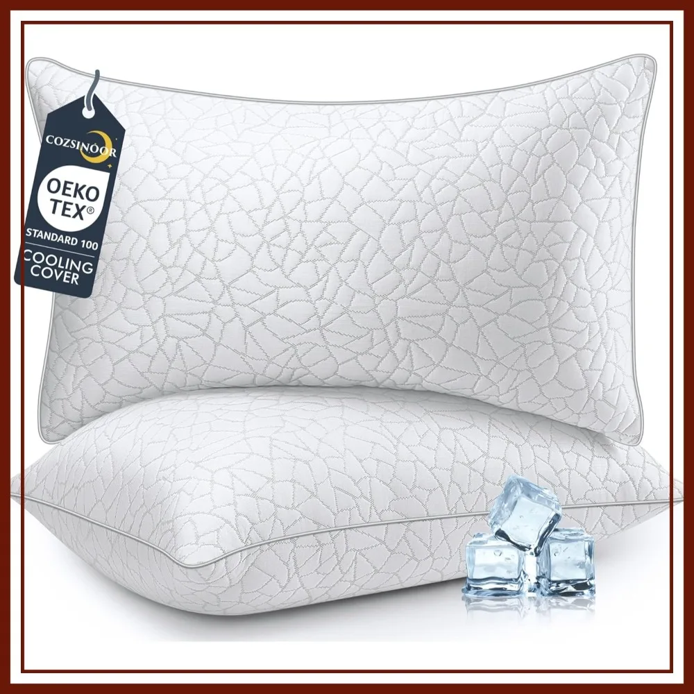 

Queen Bed Pillows 2 Pack - Breathable Down Alternative, Cooling Hotel Quality for Side/Back/Stomach Sleepers, Fluffy Soft Microfiber Fill