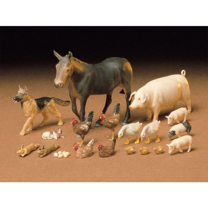 Tamiya 35128 static assembled model toy 1/35 scale For scene accessories livestock animal set model kit