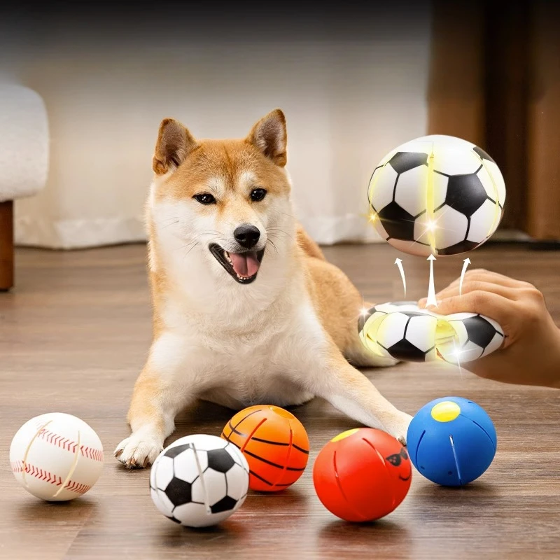 

Dog Toys Flying UFO Saucer Ball Interactive Outdoor Sports Training Games Magic Deformation Flat Throw Disc Ball Pet Supplies