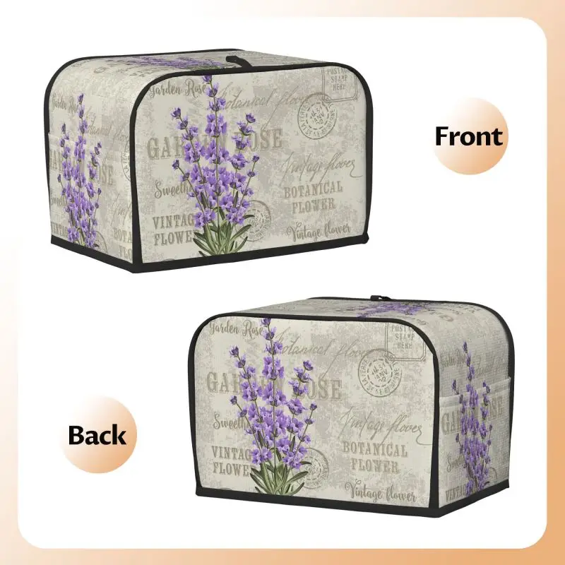 Vintage Lavender Flower Stamp 2 Slice Toaster Bakeware Cover Protector Dustproof Kitchen Clean Tools Organizer