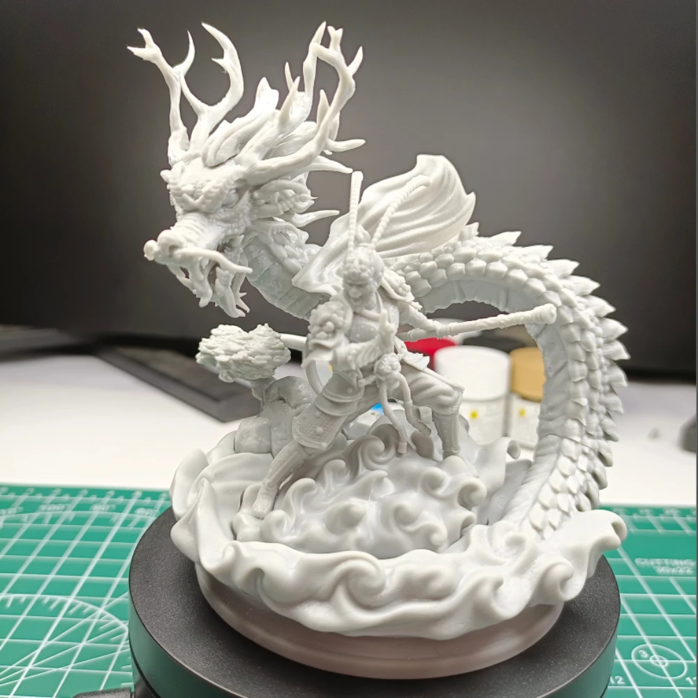 38mm 50mm 75mm Magical Loong and Sun Wukong 3D Printed White Models Miniatures DIY Coloring Self-assembly Models Gifts - Image 4