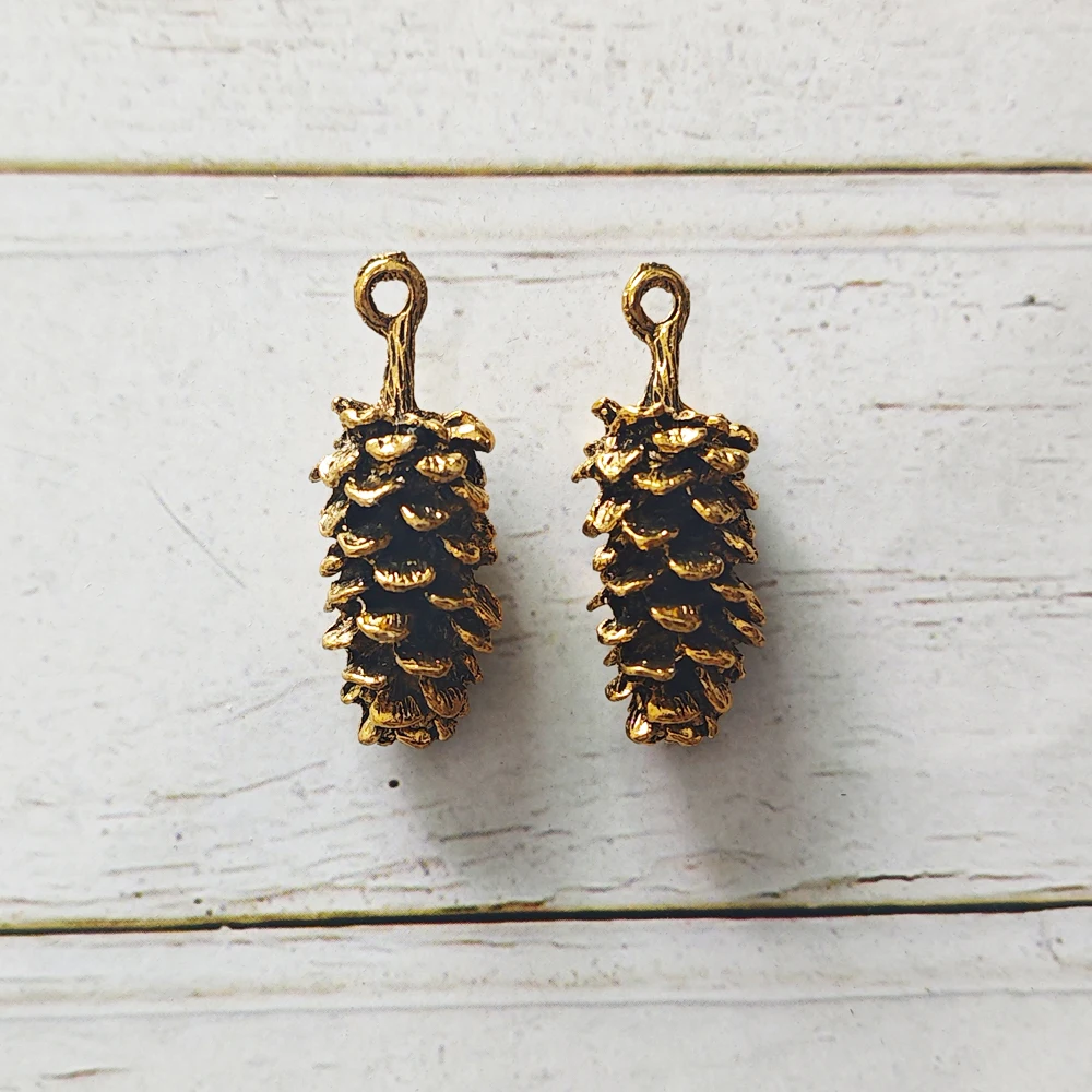 GraceAngie 5pcs Vintage Enamel Alloy Pine Cones Charms Necklace Antique Color Bracelet Pendants Diy Jewelry Findings Accessory